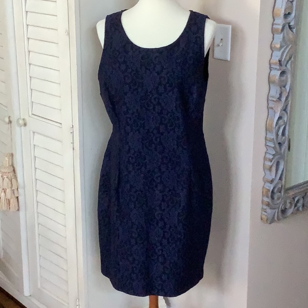 Blue Lace Overlay Dress